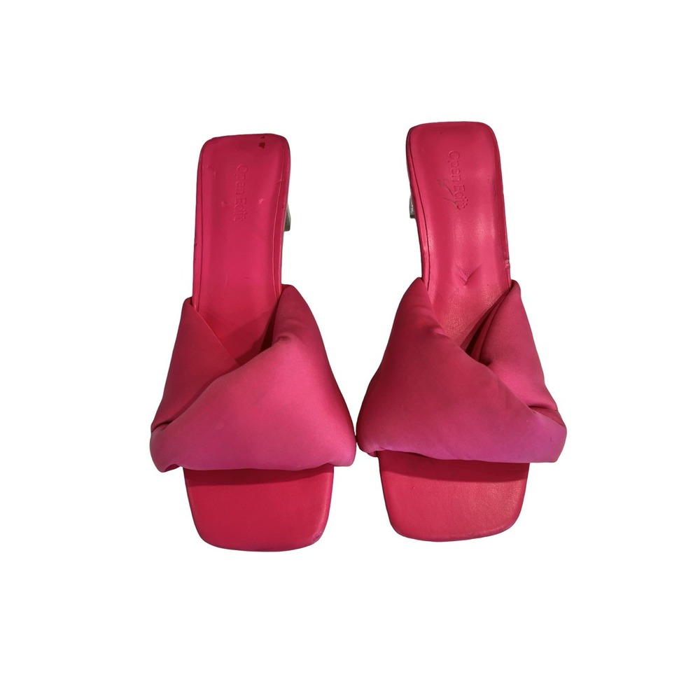 Open Edit Cleo Sandal Size 8 M‎ Neon Pink Barbie Kitten Block Heel 80s Slip On